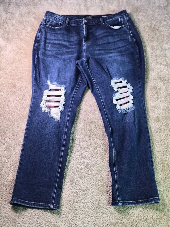 Judy Blue Denim - Judy Blue LA Jeans Womens Size 22W Blue Boyfriend Distressed Stretch Denim F910